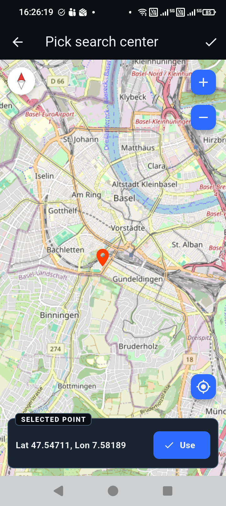 Map-based airport search center.